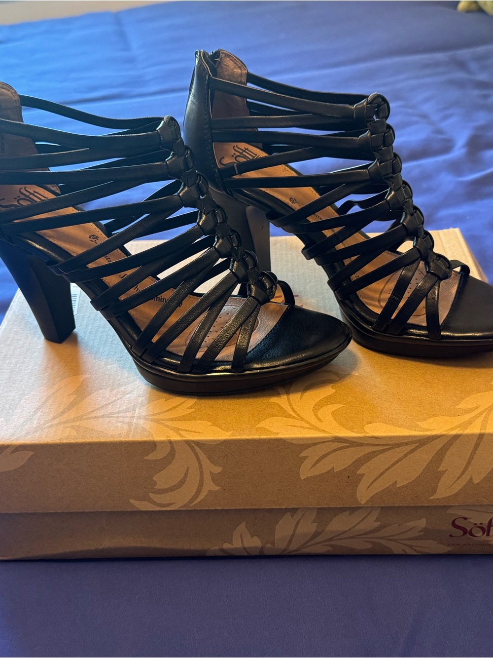 Sofft Black Multi-Strap High Heel Sandals